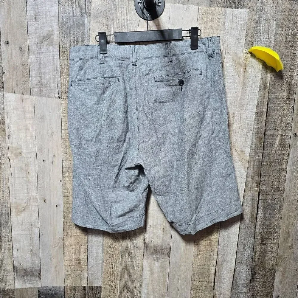 Bruno Washable Linen Blend Grey Shorts Men 34 Classic Fit